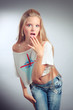 Photo: Surprised beautiful blonde. Surprised beautiful blonde.