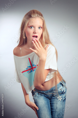 Photo: Surprised beautiful blonde. Surprised beautiful blonde.