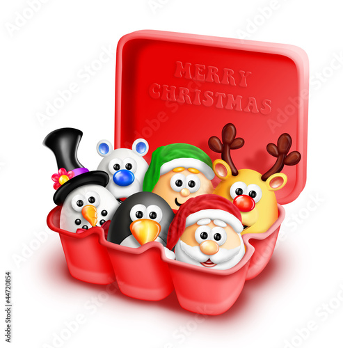 Photo: Whimsical Christmas Egg Characters in Egg Carton Whimsical Christmas Egg Characters in Egg Carton