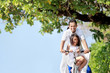 happy family with bikes
