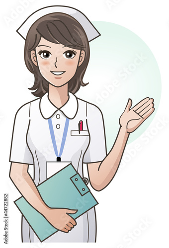 Vector: Young pretty nurse providing information, guidance Young pretty nurse providing information, guidance