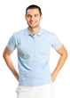Cheerful young man, over white