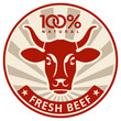 Vector: Label with the head of a cow Label with the head of a cow