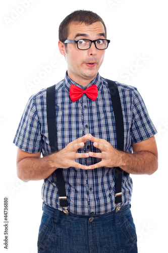Photo: Funny curious nerd man Funny curious nerd man