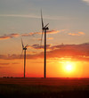 Wind turbines over the sunset