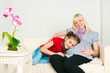 girl of the pregnant woman who has nestled on a stomach