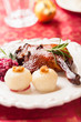 Photo: Roasted duck leg with potato dumplings for christmas Roasted duck leg with potato dumplings for christmas