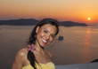 beautiful girl posing in Santorini island,Greece