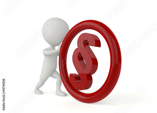 Illustration: 3d humanoid character push a paragraph sign 3d humanoid character push a paragraph sign