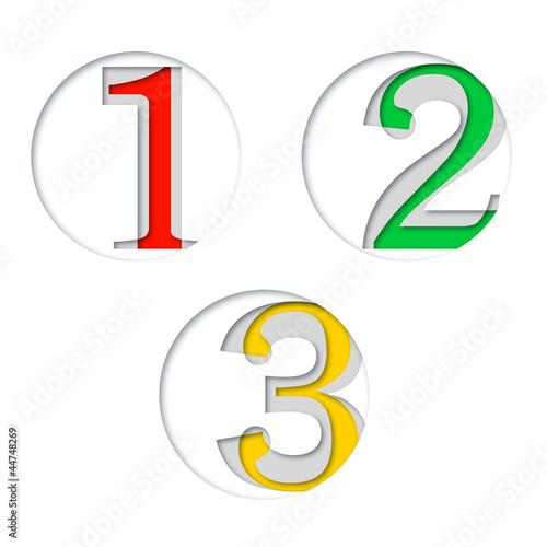 Vector: One two three - Paper cutout with number #Vector One two three - Paper cutout with number #Vector