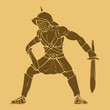 Vector: Gladiator in carved style illustration Gladiator in carved style illustration