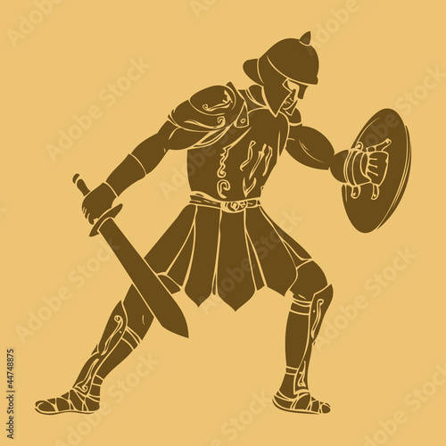 Vector: Gladiator in carved style illustration Gladiator in carved style illustration
