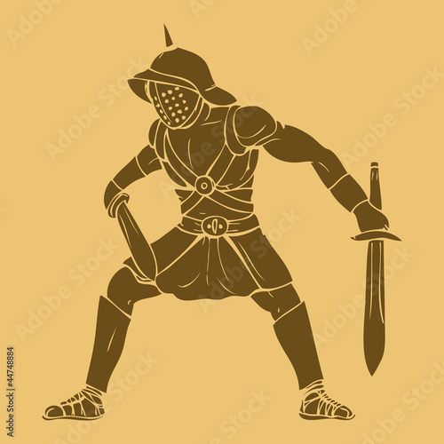 Vector: Gladiator in carved style illustration Gladiator in carved style illustration