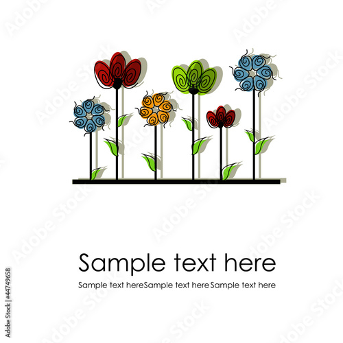 Vector: Multicolored flowers on a white background Multicolored flowers on a white background