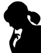 thinking girl's silhouette