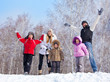 Family in winter park