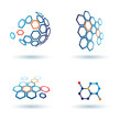 hexagonal abstract icons, business and communication concepts
