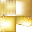 Golden Backgrounds Set With Stars