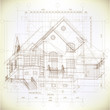 Vector: Architectural background with a 3D building model Architectural background with a 3D building model
