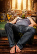 man in a gas mask