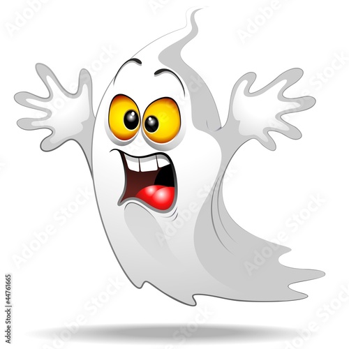 Vector: Scared Ghost Funny Halloween Cartoon Fantasma Spavento-Vector Scared Ghost Funny Halloween Cartoon Fantasma Spavento-Vector