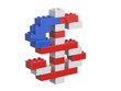 Dollar currency sign consisting of children's toys