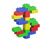 Dollar currency sign consisting of children's toys