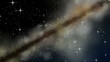 Zoom in on a nebula with star clusters as a space background
