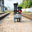 Red semaphore on a railway