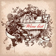 wine label design with grapes