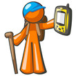 Orange Man Backpacker with GPS
