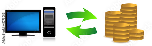 Illustration: computer online bank transfer illustration design over white computer online bank transfer illustration design over white