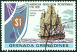 stamp printed in Grenada shows image of Ancient sailing