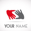 Logo letter S solidarity, hands touching # Vector