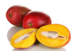 Ripe appetizing mango isolated on white
