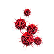 virus as a few red sharp objects with spikes isolated on white