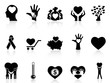 black charity and donation icons