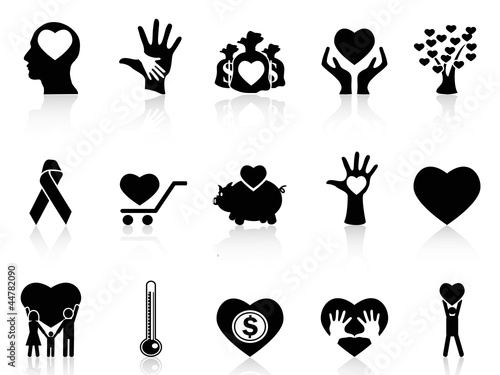 Vector: black charity and donation icons black charity and donation icons