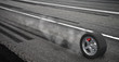 Emergency braking wheel with smoke on the highway
