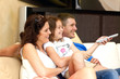 Young family watching TV