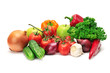 fruits and vegetables isolated on white background