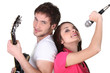 Cleancut young people in a rock band