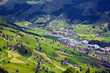 Beautiful town in a valley of the Alps in Switzerland