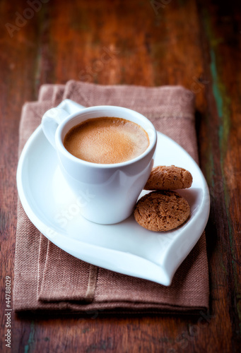 Photo: Cup of espresso with biscotti Cup of espresso with biscotti
