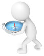 Illustration: 3D little human character Holding a Compass. Blue. 3D little human character Holding a Compass. Blue.