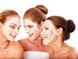 Group women with  facial mask.