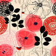 Flowers and deers seamless pattern