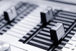 Sound mixing console detail, close up