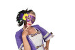 Woman in masquerade outfit