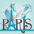 Vector: Paris lettering with lilies Paris lettering with lilies